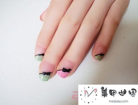 蝴蝶结DIY美甲 蝴蝶结DIY美甲